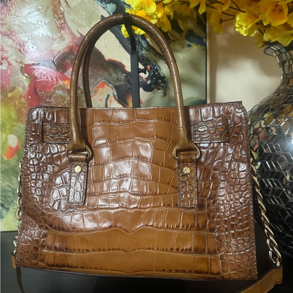 Michael Kors Brown Crocodile-Embossed Satchel - Picture 6 of 6